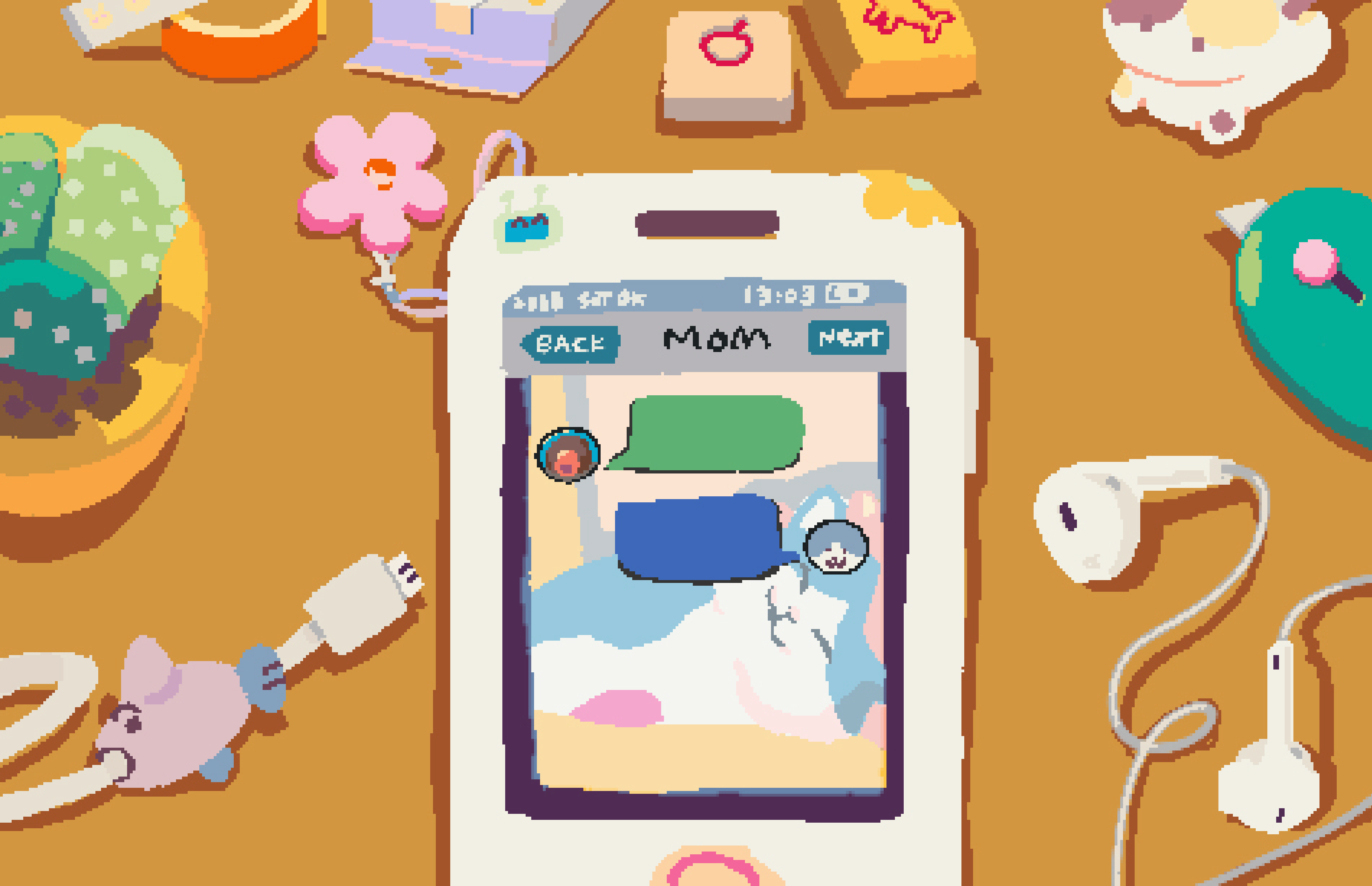 Mom Chat 像素游戏画面