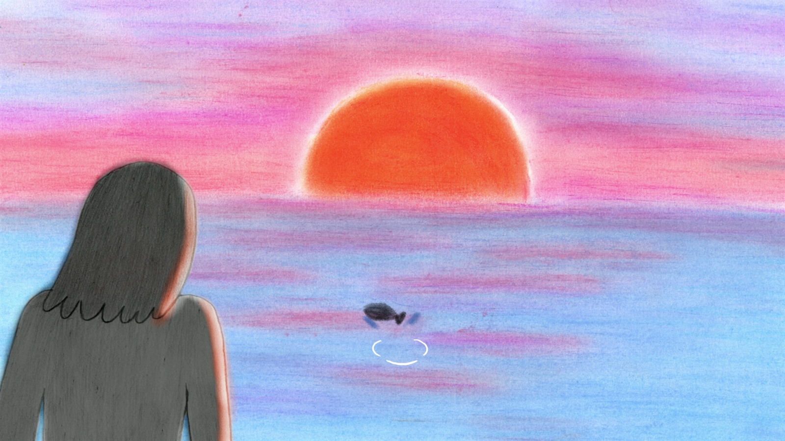 夕阳水彩动画画面
